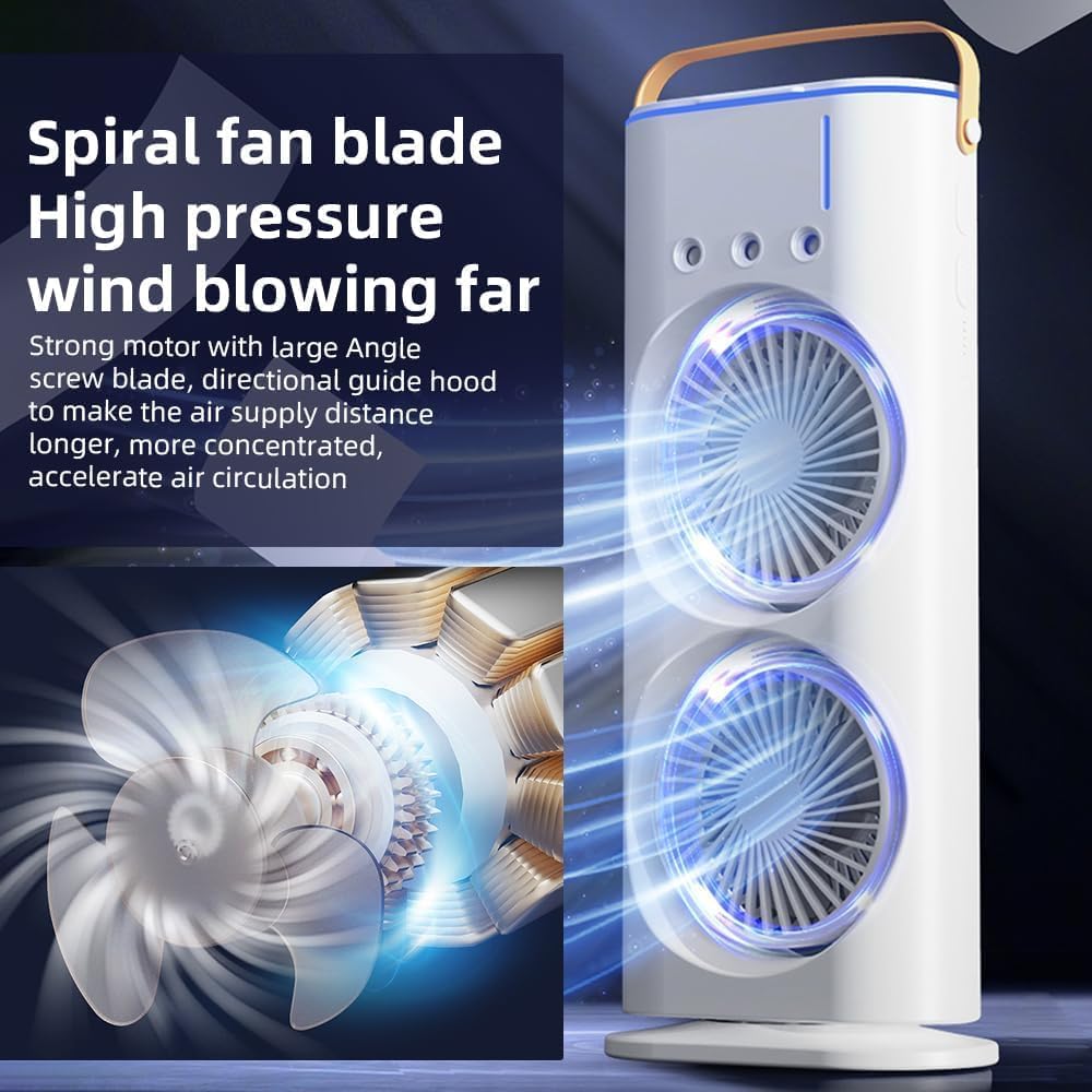 Electric Fan Desktop Double-Head Powerful Air (1 Pc / With Remote / Plug and Play)