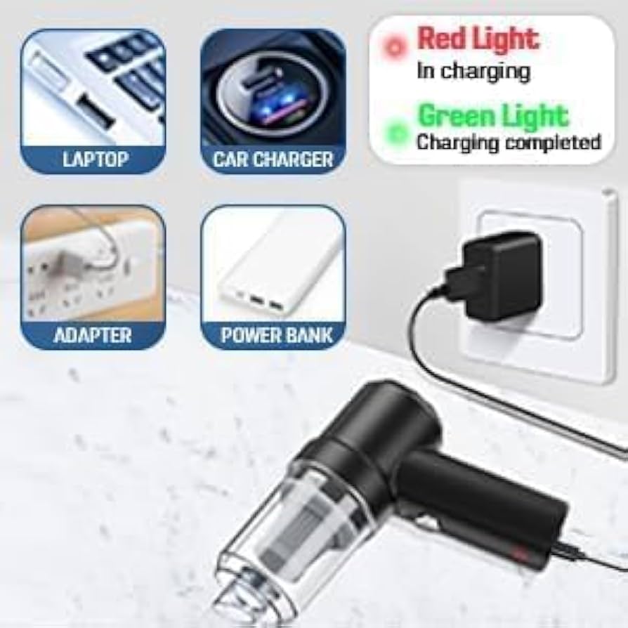3 in 1 Mini Car Vacuum – Wireless, Rechargeable, Blower & Dust Cleaner for Car & Home
