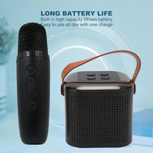 12669 Wireless Speaker Microphone Set, Rgb Light Support Memory Card Portablekaraoke Machine Perfect for Travel Tv