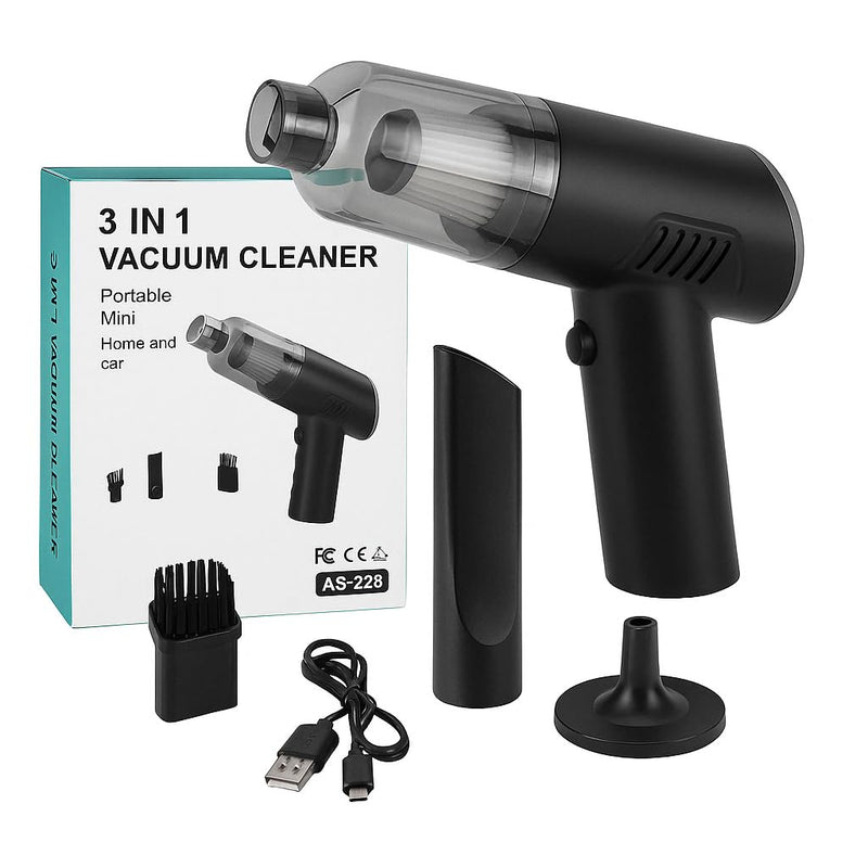 3 in 1 Mini Car Vacuum – Wireless, Rechargeable, Blower & Dust Cleaner for Car & Home