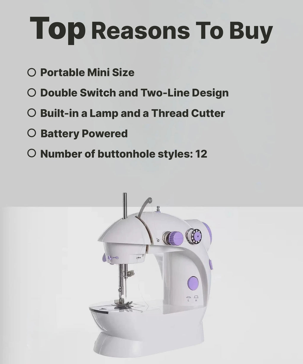 LATESHOP Mini Sewing Machine with Dual Thread and Two Speeds, Portable, Sewing Kit for Home, Travel, Kids, Beginners Electric Sewing Machine ( Built-in Stitches 30)