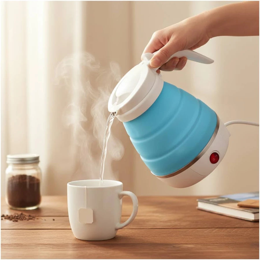 Silicone Foldable Collapsible Electric Water Kettle Camping Boiler