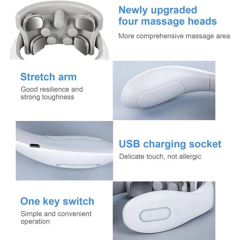 Electric Neck Massager with Heat | Pain Relief Deep Tissue, Intelligent High-End Shiatsu Vibrating Neck Massage | Electric Massager for Neck Relaxation, Wireless Massager for Home and Office(Standard)