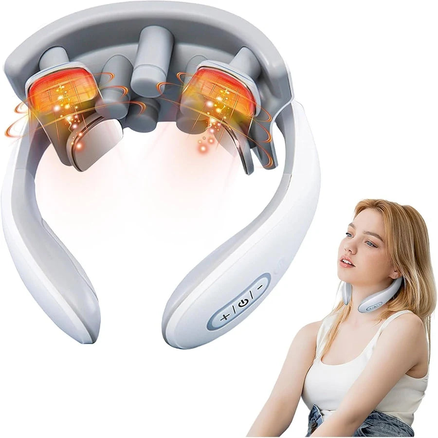 Electric Neck Massager with Heat | Pain Relief Deep Tissue, Intelligent High-End Shiatsu Vibrating Neck Massage | Electric Massager for Neck Relaxation, Wireless Massager for Home and Office(Standard)