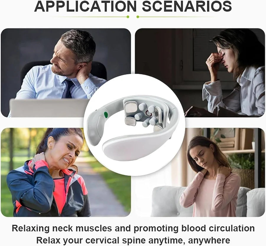 Electric Neck Massager with Heat | Pain Relief Deep Tissue, Intelligent High-End Shiatsu Vibrating Neck Massage | Electric Massager for Neck Relaxation, Wireless Massager for Home and Office(Standard)