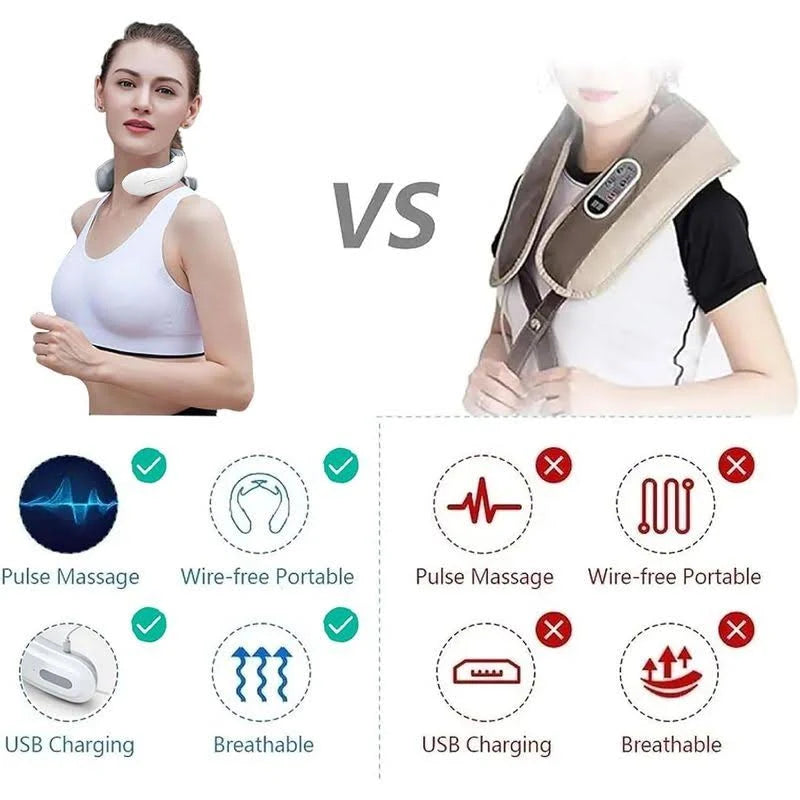 Electric Neck Massager with Heat | Pain Relief Deep Tissue, Intelligent High-End Shiatsu Vibrating Neck Massage | Electric Massager for Neck Relaxation, Wireless Massager for Home and Office(Standard)
