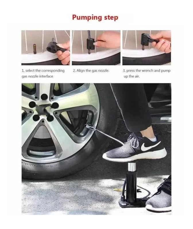 Mini Foot Pump Inflator For Bike and car