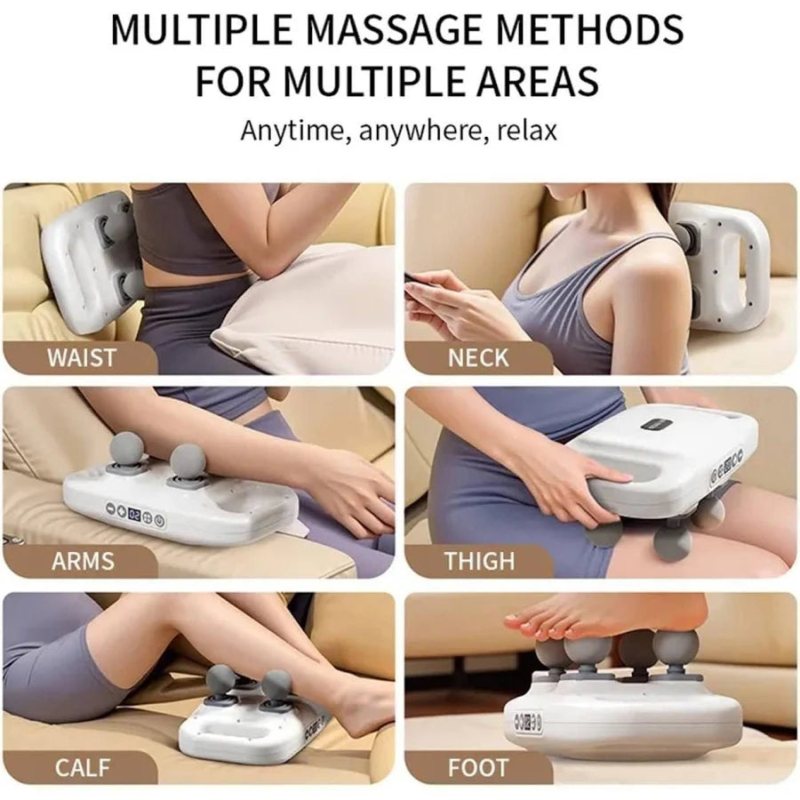 Four Headed Massager Gun | 4 Heads Massage Gun | Four Headed Massage Gun | 4 Heads Massager Gun | Rechargeable Massager for Full Body | 4 Head Massage Gun | Deep Tissue Massage Gun