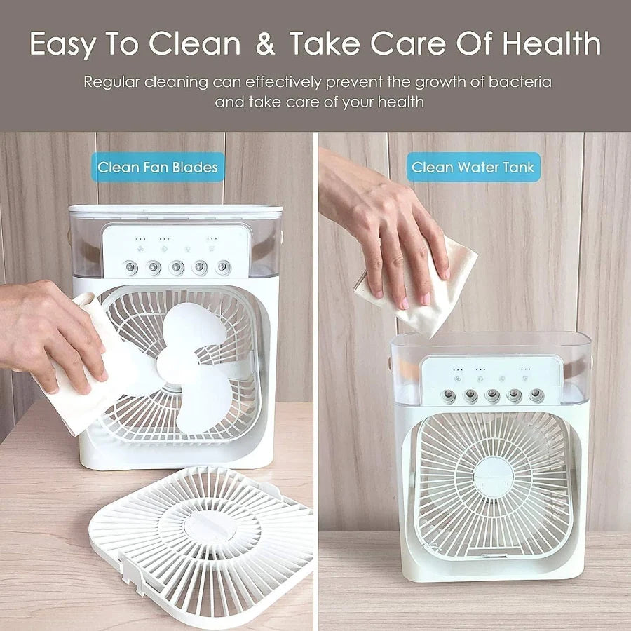 Portable Air Cooler Fan with 7-Color Light – Personal AC Fan